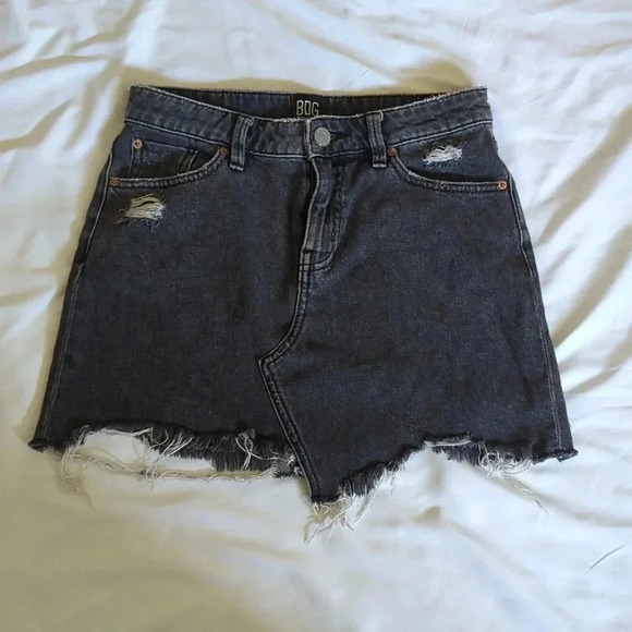 Urban Outfitters BDG Deconstructed Denim Mini-Skirt, Color Black Wash Size SP - Picture 1 of 16